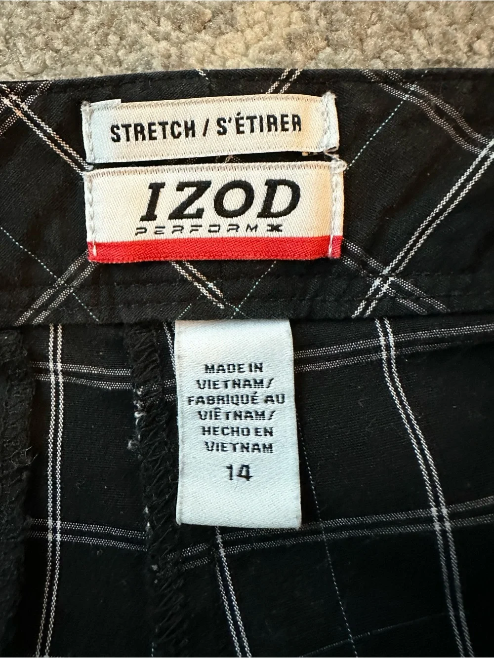 Izod Black Plaid Bermuda Golf Shorts